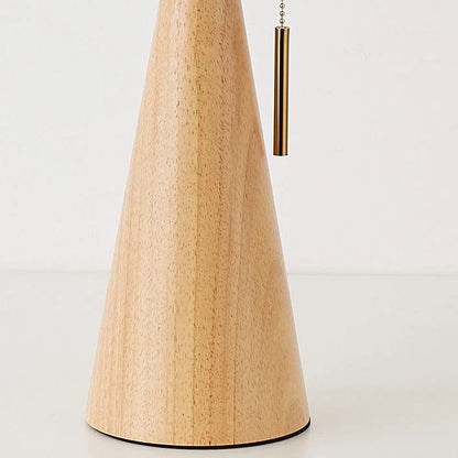 Japanese Wooden Table Lamp With Pleated Fabric Shade