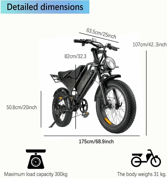 Electric Mountain Bike — 250W Motor, 48V 18.2Ah Removable Battery, 7-Speed, Fat Tire, Dual Suspension