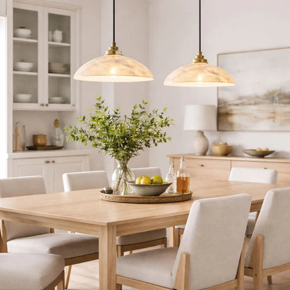 Marble and Copper Pendant Light for Dining Room