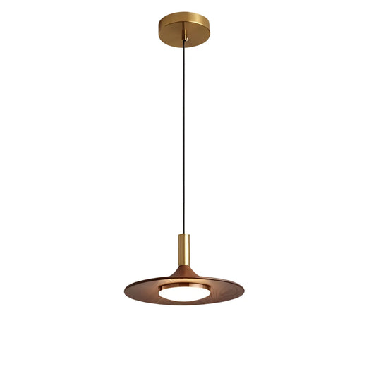 Nordic Walnut Wood Disc Pendant Light, Adjustable Cord