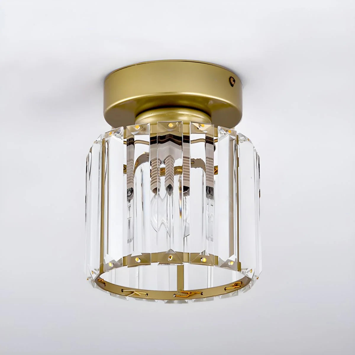 1-Light Flush Mount K9 Crystal Glass Hallway Ceiling Light