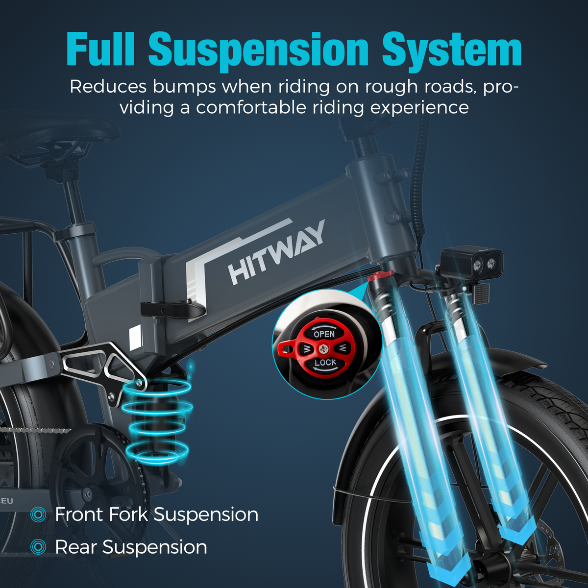 HITWAY BK10S Pro Foldable Electric Bike — 250W Motor, 48V 15Ah Battery, Fat Tires, Dual Suspension