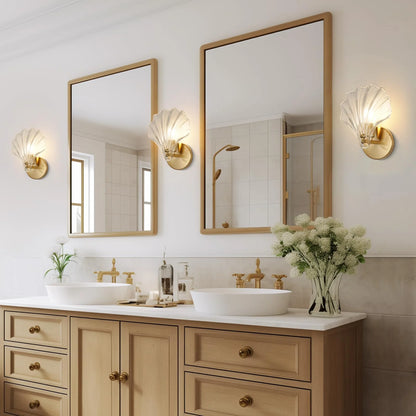 Brass and Glass Seashell Wall Light, E14 Bulb Base