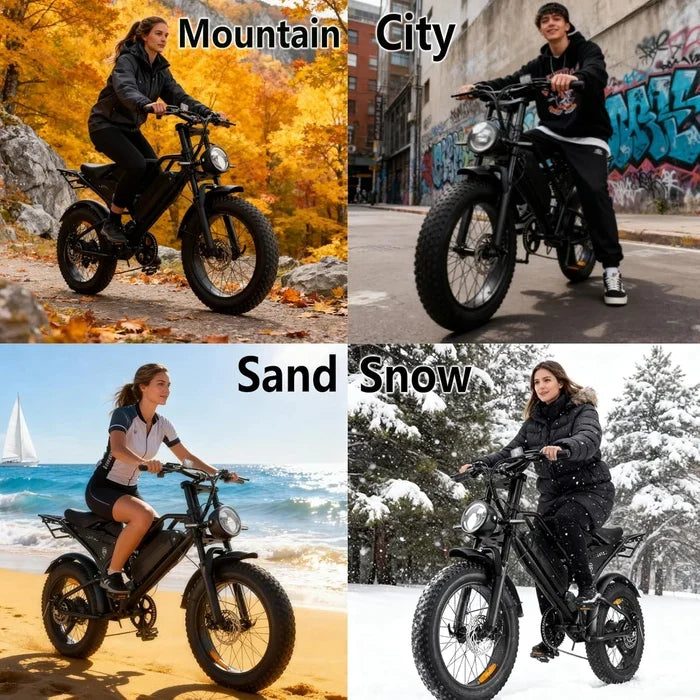 Electric Mountain Bike — 250W Motor, 48V 18.2Ah Removable Battery, 7-Speed, Fat Tire, Dual Suspension