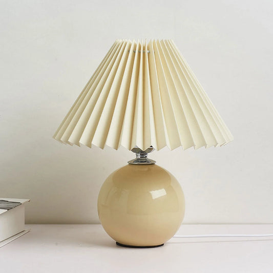 Nordic Ceramic Table Lamp With Pleated Fabric Shade