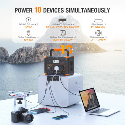 999Wh 1000W Portable Power Station — Solar Generator for Home Backup & Camping