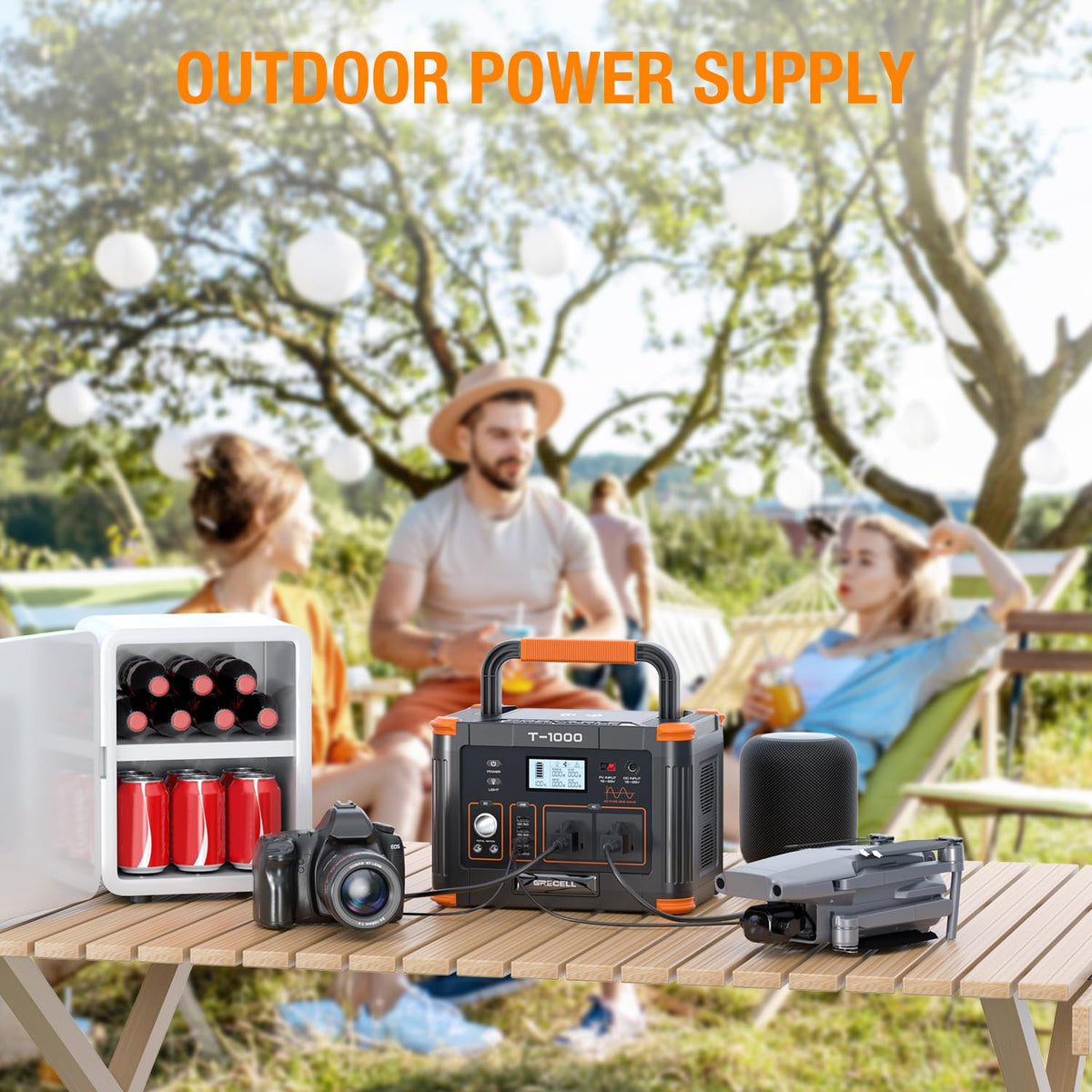 999Wh 1000W Portable Power Station — Solar Generator for Home Backup & Camping