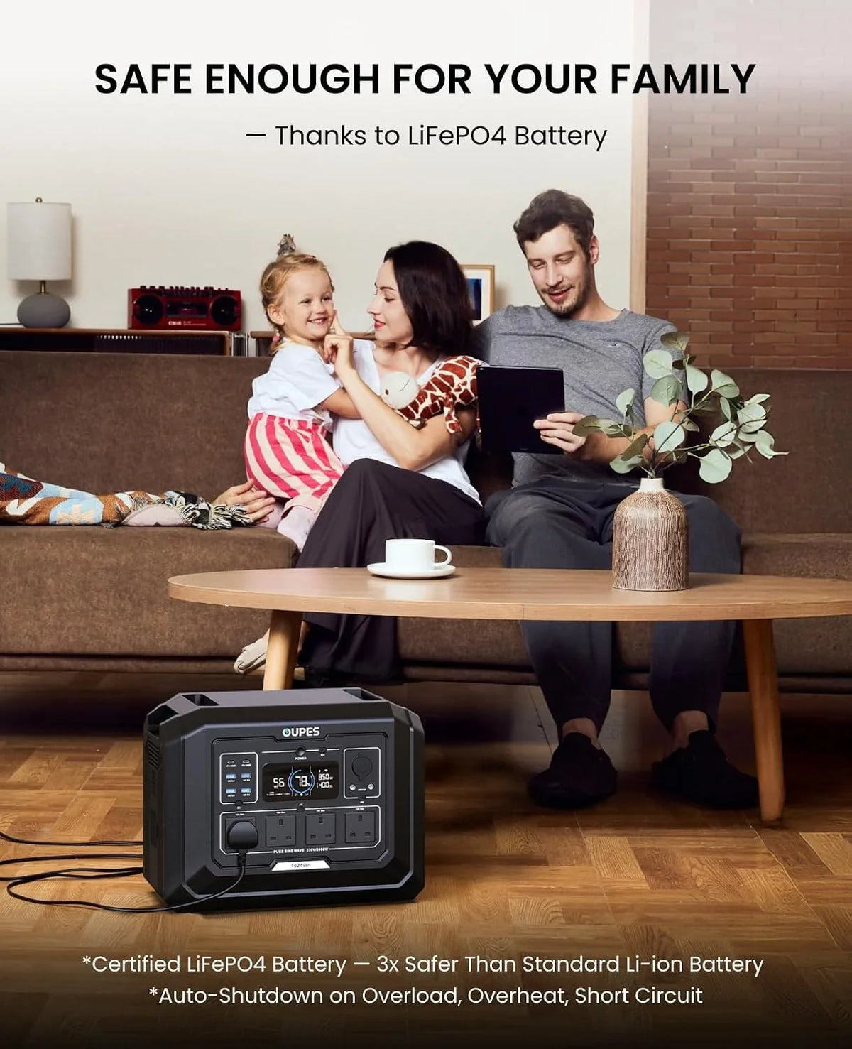 OUPES 2048Wh Portable Power Station — 2000W LiFePO4 Battery, UPS & Fast Charging