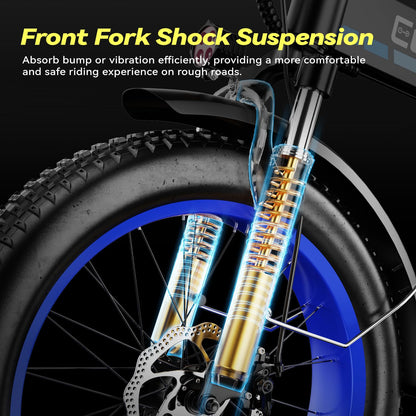 EUYBIKE F6-F Foldable Electric Bike — 1000W Peak Motor, 48V 20Ah Battery, 20" Fat Tire, Off-Road