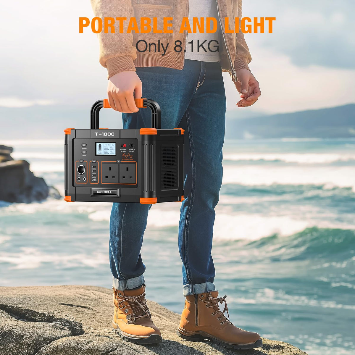 999Wh 1000W Portable Power Station — Solar Generator for Home Backup & Camping
