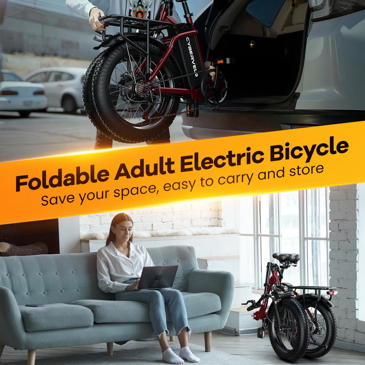 EUYBIKE Folding Electric Bike — 1000W Peak Motor, 48V 20Ah Battery, 20" Fat Tire, Off-Road