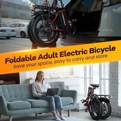 EUYBIKE Folding Electric Bike — 1000W Peak Motor, 48V 20Ah Battery, 20" Fat Tire, Off-Road