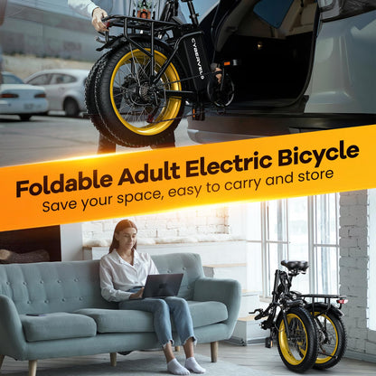 EUYBIKE Folding Cargo Electric Bike — 1000W Peak Motor, 48V 20Ah Battery, 20" Fat Tire, Off-Road