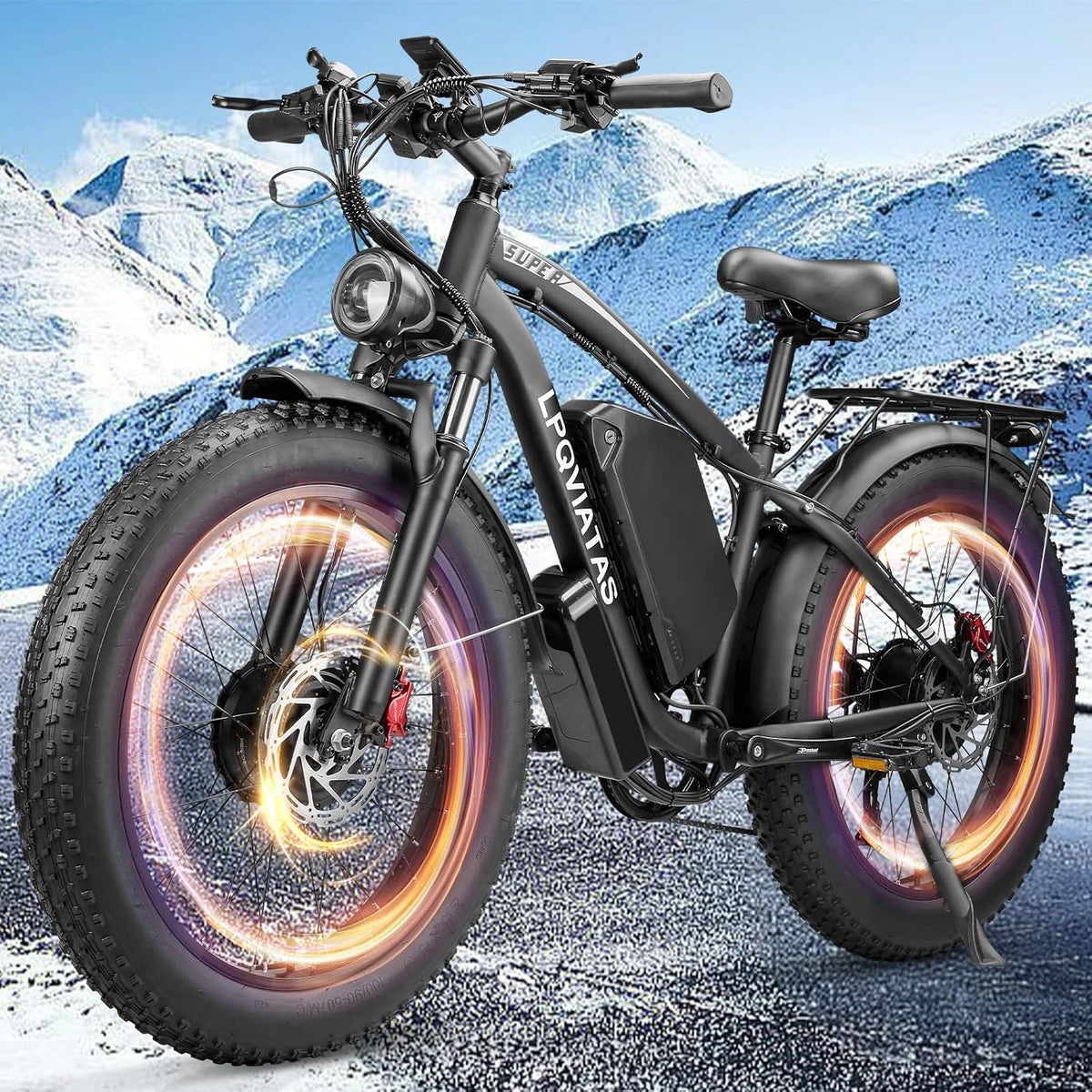 Fat Tire Electric Bike — 52V Removable Battery, 7-Speed, 24" All-Terrain Tyres