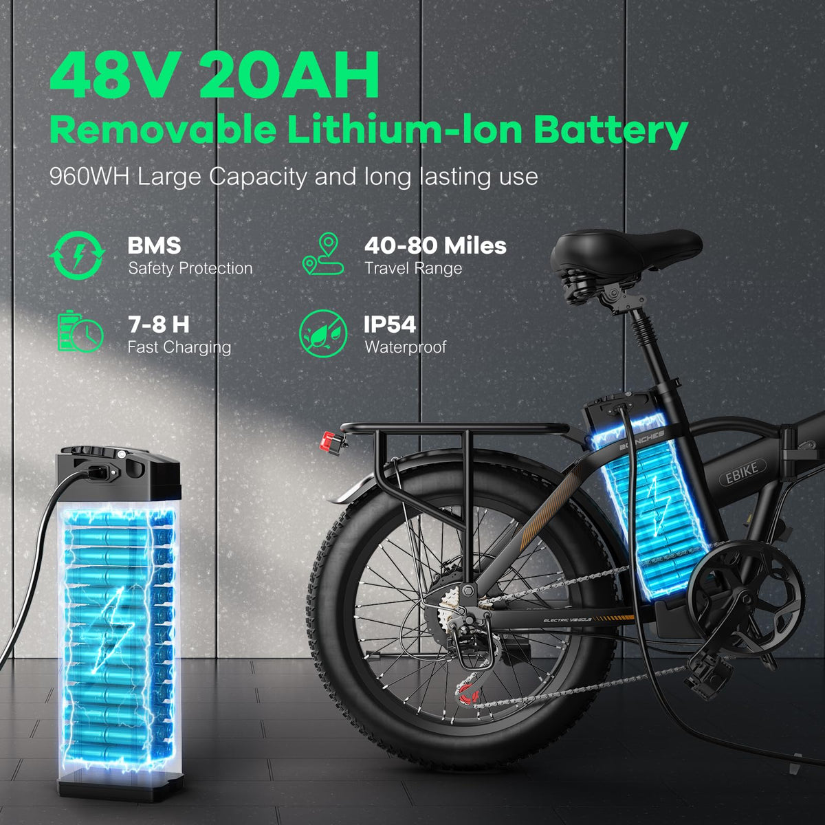 EUYBIKE F6-B Foldable Electric Bike — 1000W Peak Motor, 48V 20Ah Battery, 20" Fat Tire, Off-Road