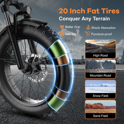 EUYBIKE Folding Electric Bike — 1000W Peak Motor, 48V 20Ah Battery, 20" Fat Tire, Off-Road