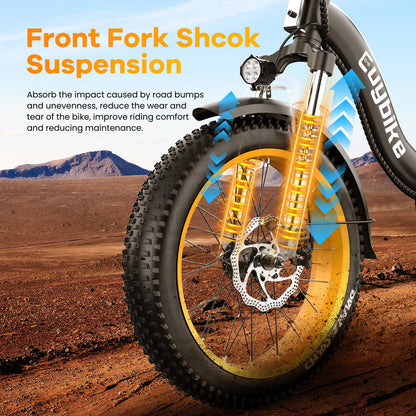 EUYBIKE Folding Cargo Electric Bike — 1000W Peak Motor, 48V 20Ah Battery, 20" Fat Tire, Off-Road