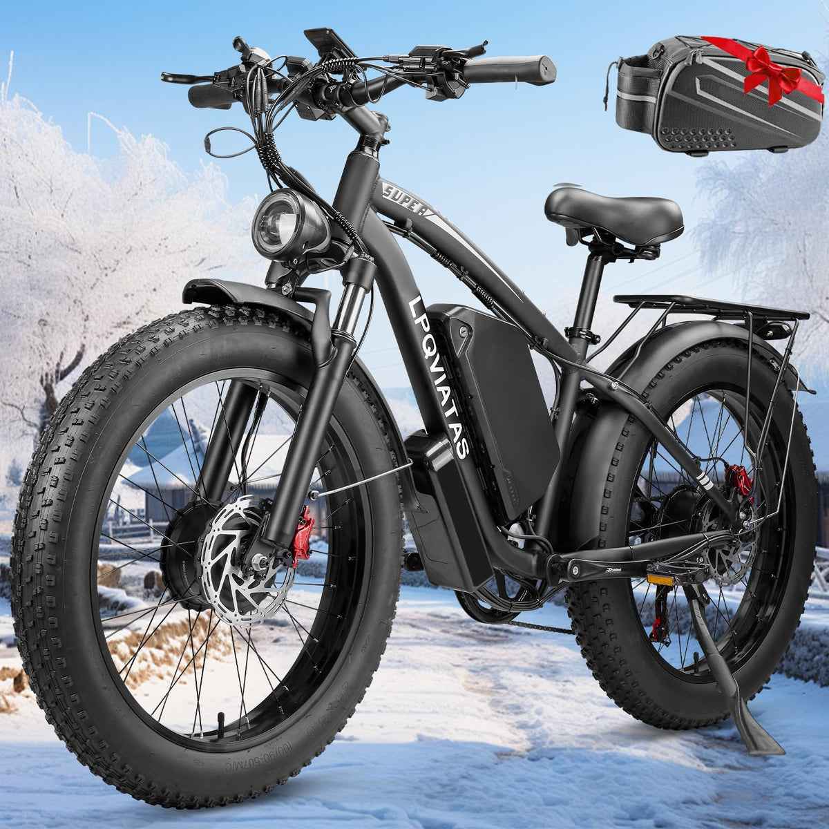 Fat Tire Electric Bike — 52V Removable Battery, 7-Speed, 24" All-Terrain Tyres