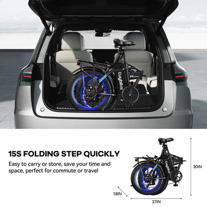 EUYBIKE F6-F Foldable Electric Bike — 1000W Peak Motor, 48V 20Ah Battery, 20" Fat Tire, Off-Road