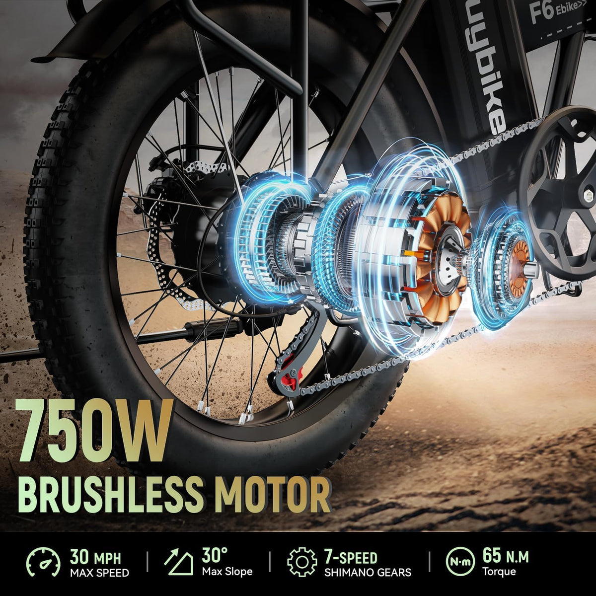EUYBIKE F6-F Foldable Electric Bike — 1000W Peak Motor, 48V 20Ah Battery, 20" Fat Tire, Off-Road