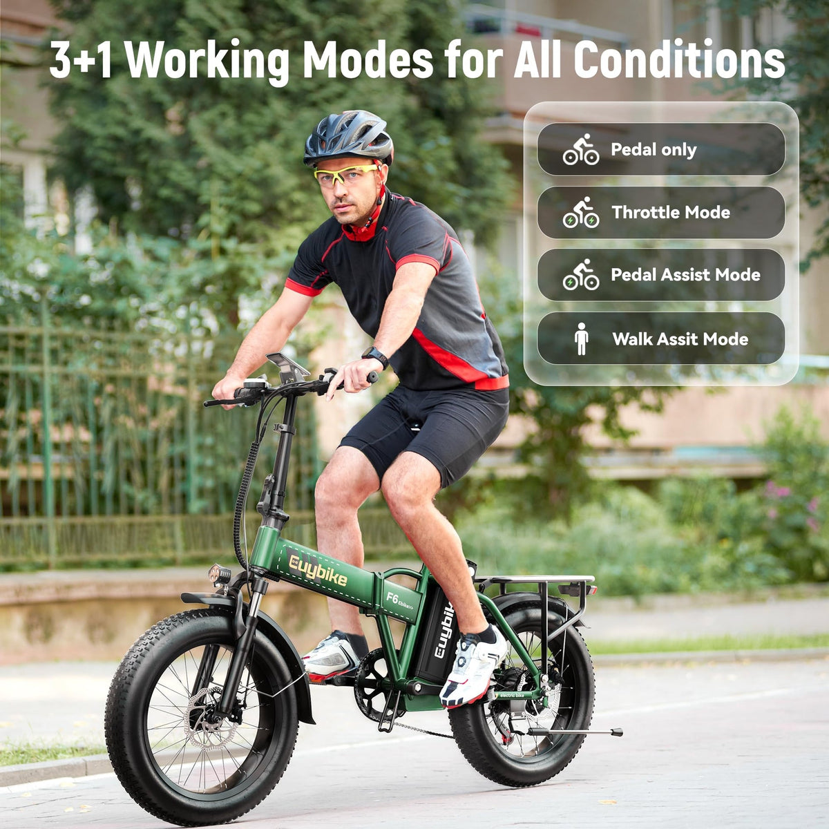 EUYBIKE F6-F Foldable Electric Bike — 1000W Peak Motor, 48V 20Ah Battery, 20" Fat Tire, Off-Road