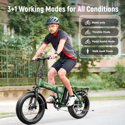 EUYBIKE F6-F Foldable Electric Bike — 1000W Peak Motor, 48V 20Ah Battery, 20" Fat Tire, Off-Road