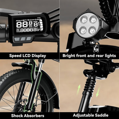 EUYBIKE F6-F Foldable Electric Bike — 1000W Peak Motor, 48V 20Ah Battery, 20" Fat Tire, Off-Road