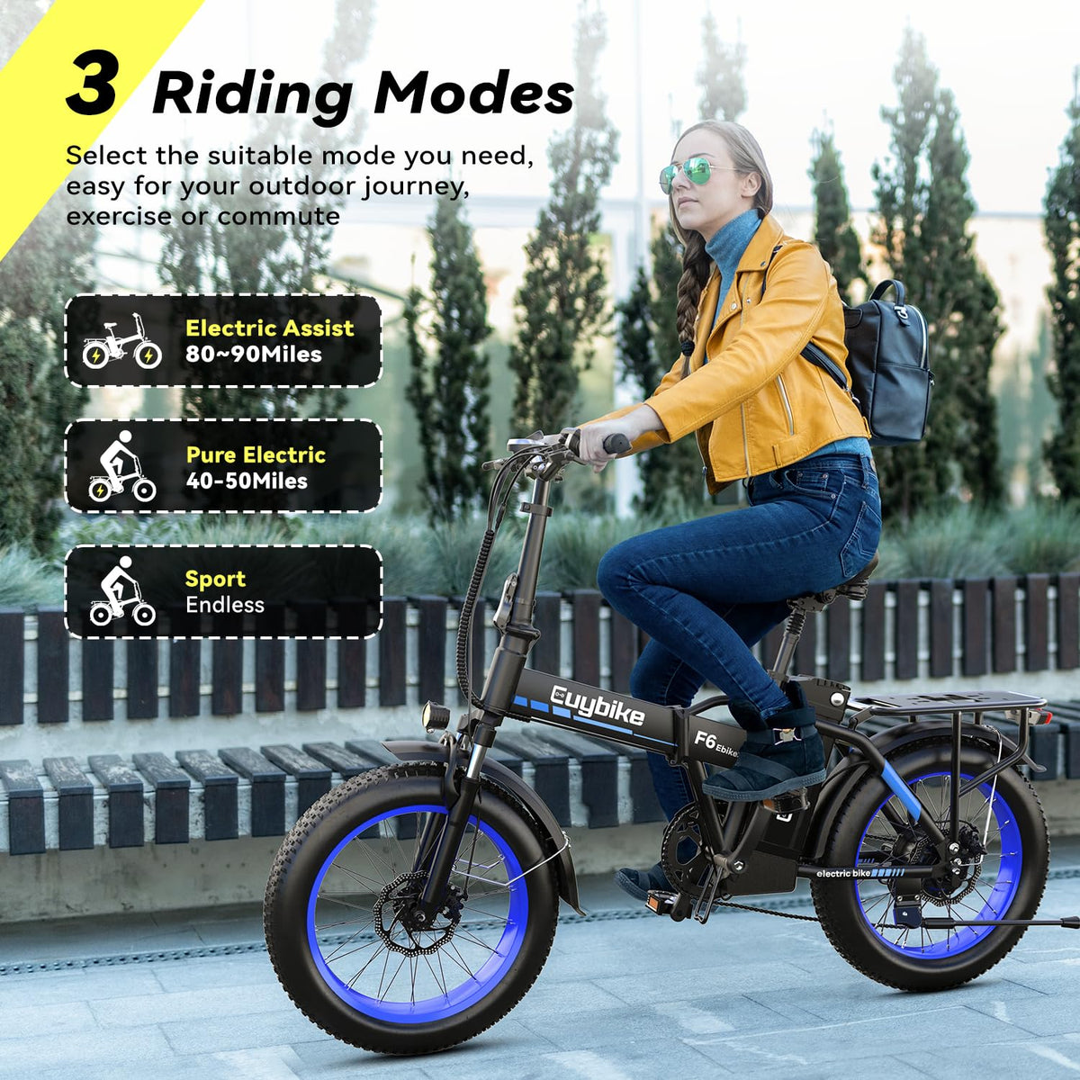 EUYBIKE F6-F Foldable Electric Bike — 1000W Peak Motor, 48V 20Ah Battery, 20" Fat Tire, Off-Road