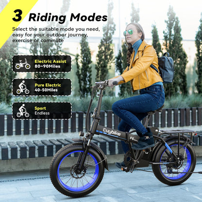 EUYBIKE F6-F Foldable Electric Bike — 1000W Peak Motor, 48V 20Ah Battery, 20" Fat Tire, Off-Road