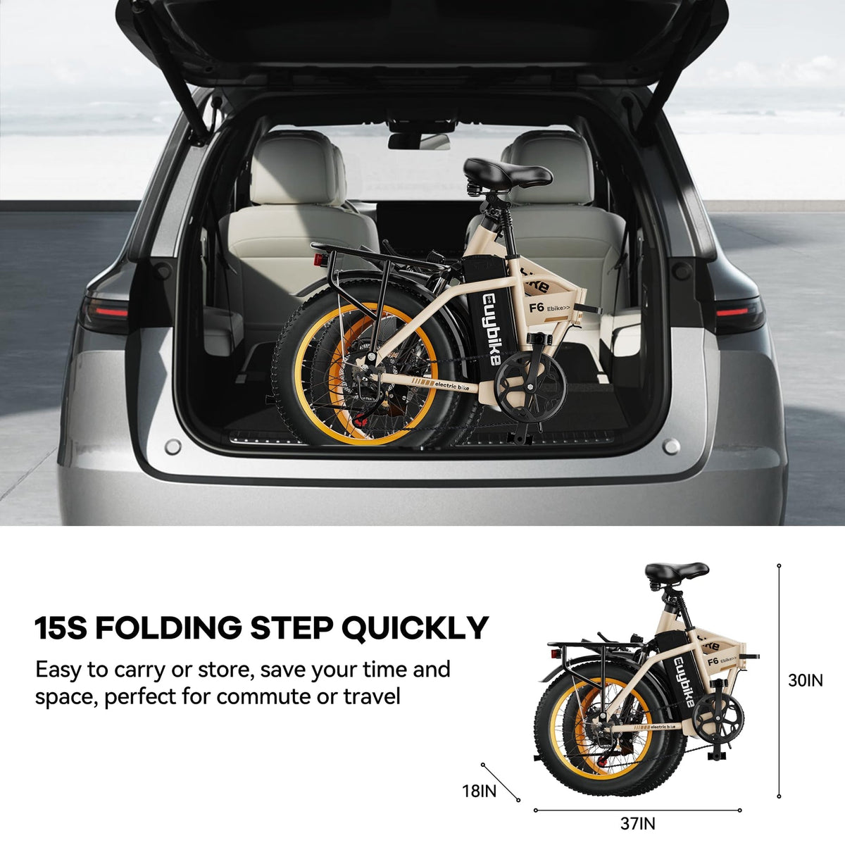 EUYBIKE F6-F Foldable Electric Bike — 1000W Peak Motor, 48V 20Ah Battery, 20" Fat Tire, Off-Road