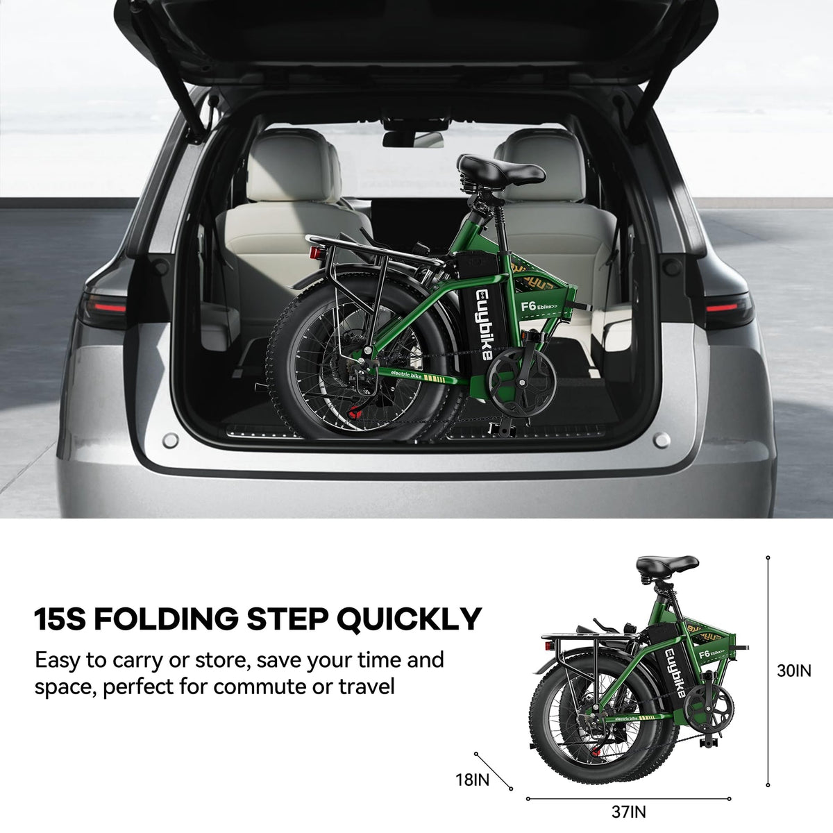 EUYBIKE F6-F Foldable Electric Bike — 1000W Peak Motor, 48V 20Ah Battery, 20" Fat Tire, Off-Road