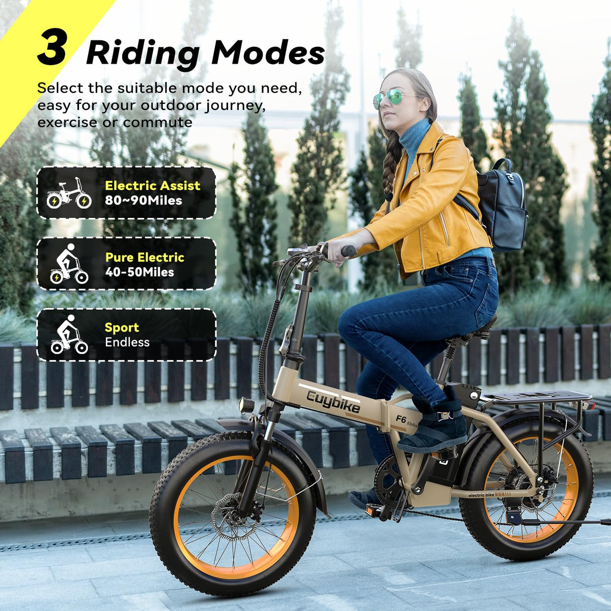 EUYBIKE F6-F Foldable Electric Bike — 1000W Peak Motor, 48V 20Ah Battery, 20" Fat Tire, Off-Road