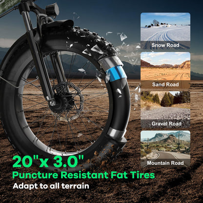 EUYBIKE F6-B Foldable Electric Bike — 1000W Peak Motor, 48V 20Ah Battery, 20" Fat Tire, Off-Road