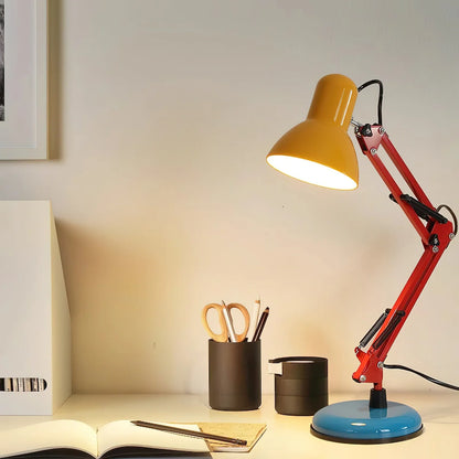 Adjustable Articulating Arm Table Lamp With Conical Shade