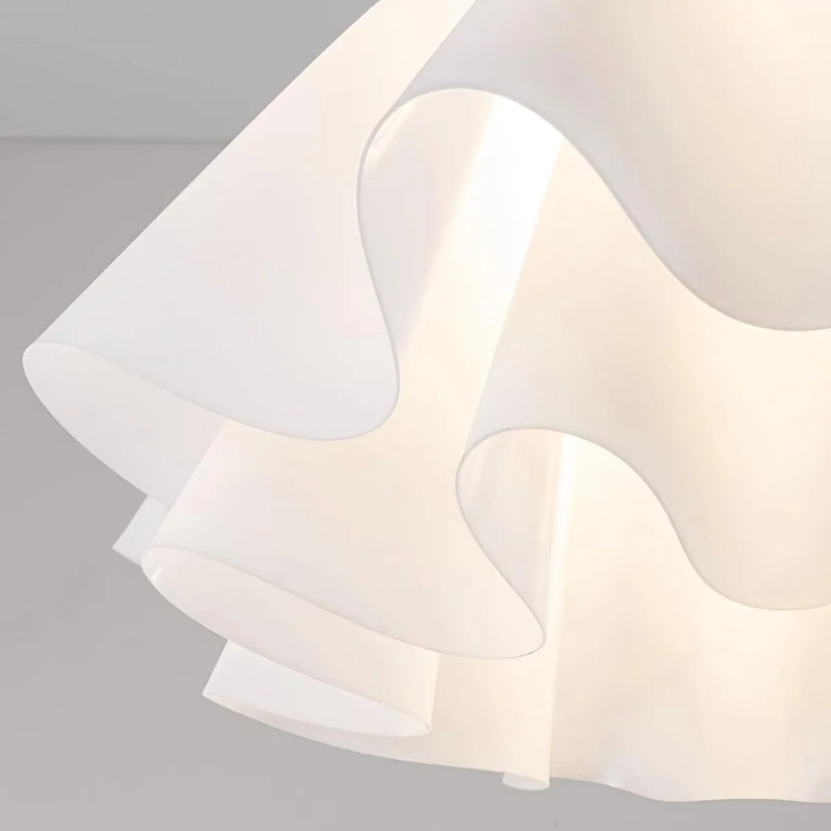 Ruffled Shade Semi Flush Mount Ceiling Light With Brass Fitting