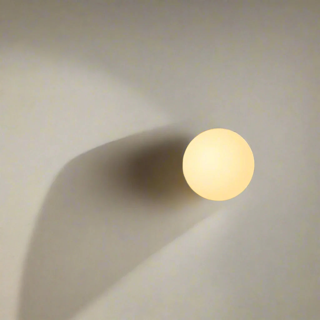 Minimalist Frosted Glass Wall Light With Iron Base