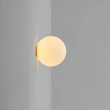 Minimalist Frosted Glass Wall Light With Iron Base