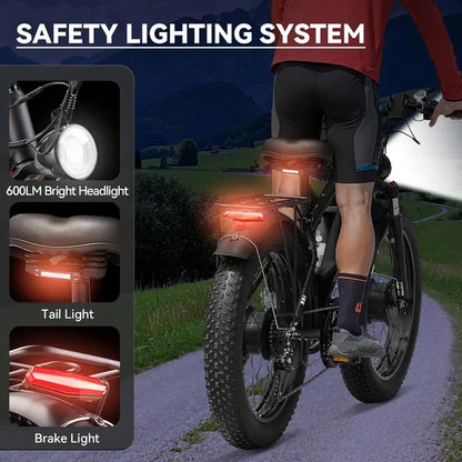 Fat Tire Electric Bike — 52V Removable Battery, 7-Speed, 24" All-Terrain Tyres