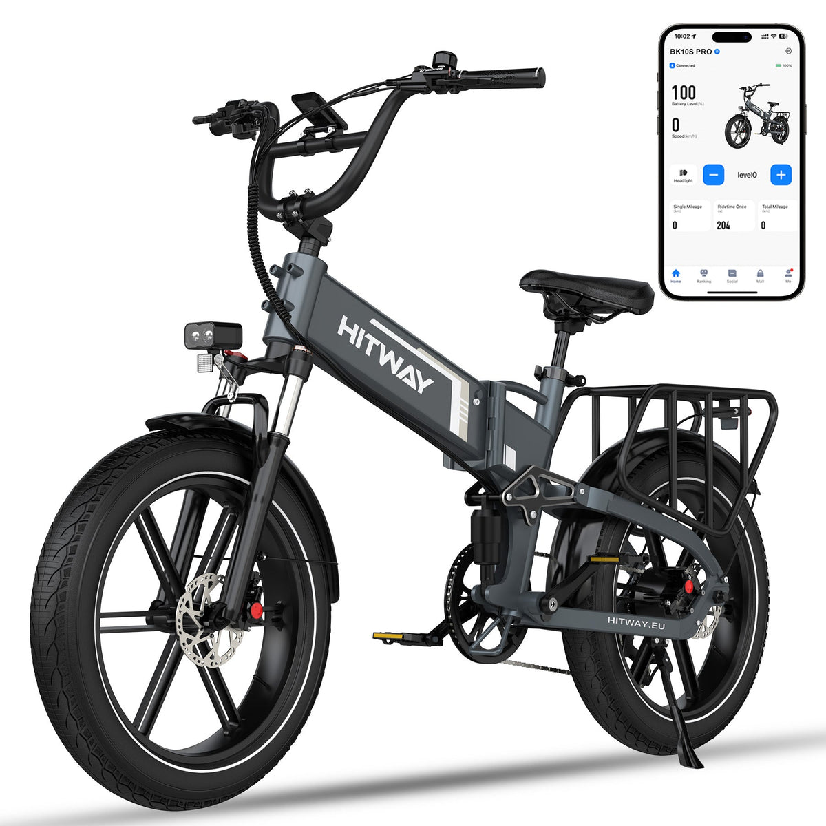 HITWAY BK10S Pro Foldable Electric Bike — 250W Motor, 48V 15Ah Battery, Fat Tires, Dual Suspension